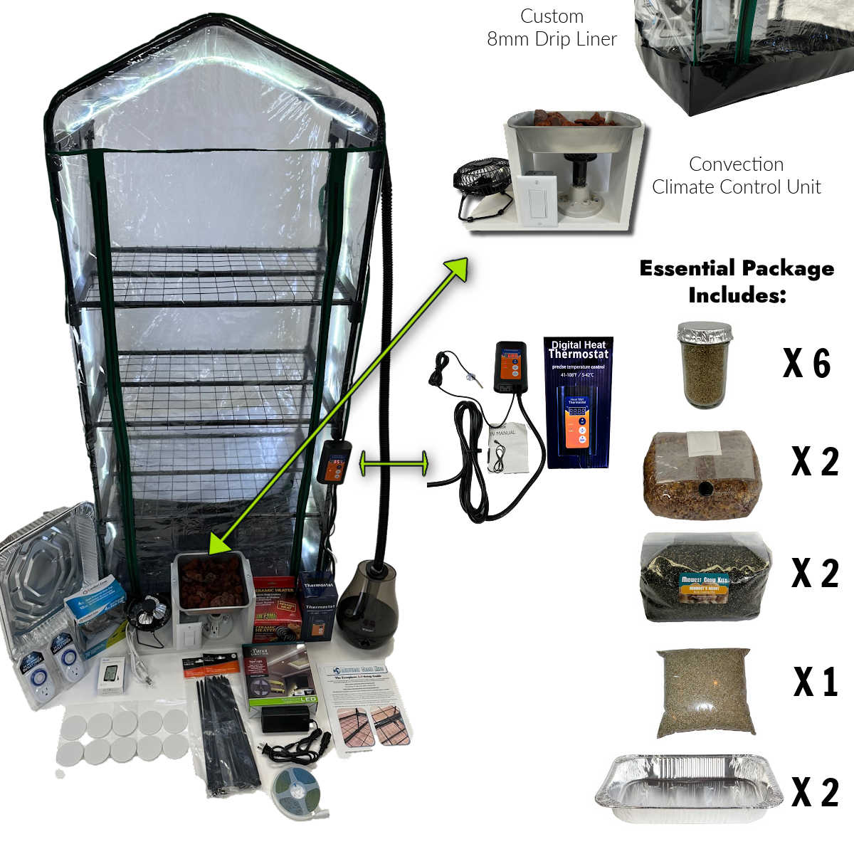 Midwest Grow Kits - The Essentials Substrate Ecosphere Package 3.0 | Premium Mushroom Growing Kit | Indoor Gardening Supplies for Home Cultivation | Perfect for Beginners & Hobbyists