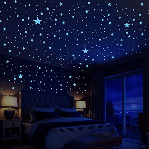 Glow in The Dark Stars for Ceiling - 633 Pcs 3D Self-Adhesive Wall Decals, Glow in The Dark Stickers for Kids Bedroom, Nursery & Game Room - Create a Magical Starry Sky Night Light Effect - Perfect for Birthday Gifts, Sleep Aid & Space Themed Decor