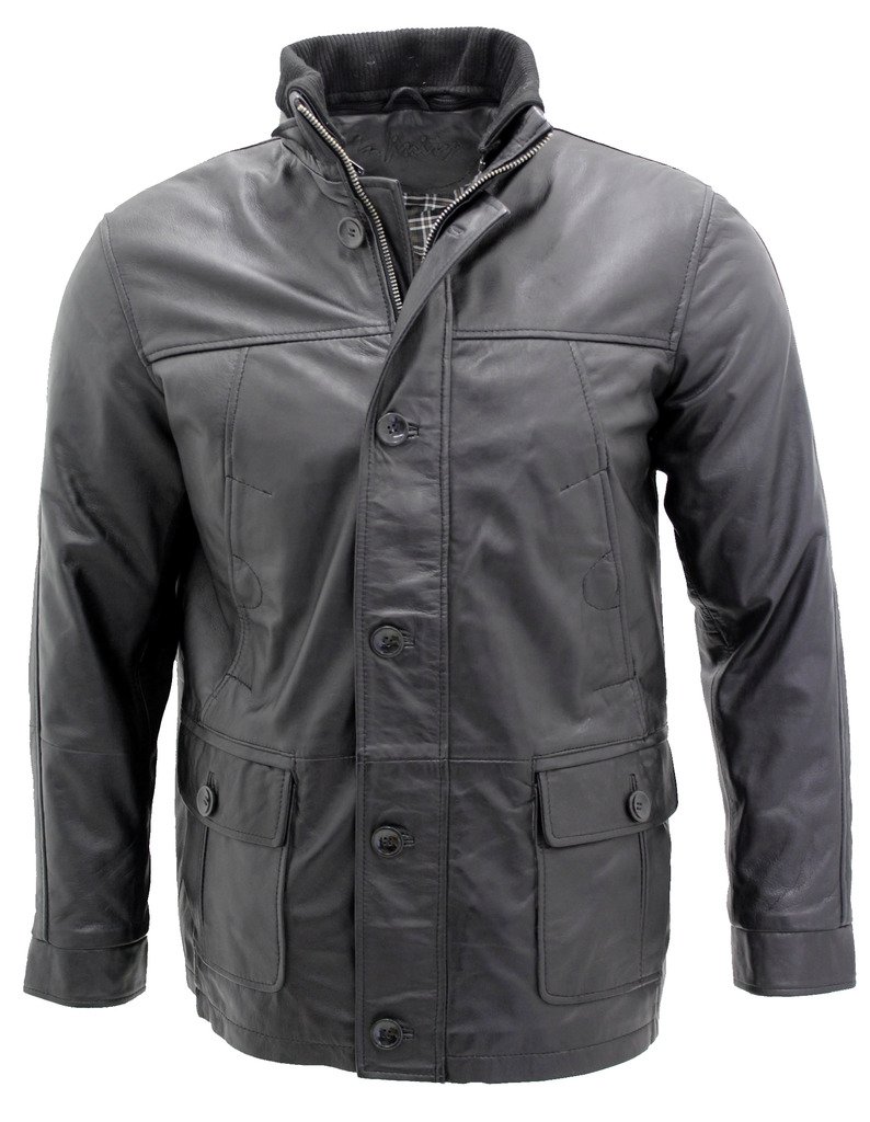 Infinity Men’s Classic Warm Black Leather Jacket - Winter Motorcycle Biker Jacket for Men, Stylish Outerwear for Casual & Outdoor Activities