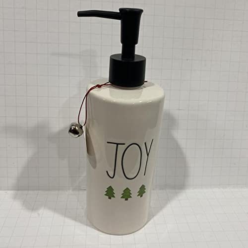 Rae Dunn JOY Ceramic Soap Dispenser - Christmas Holiday Bathroom Decor - Perfect for Kitchen, Bathroom Countertop & Desk Organization