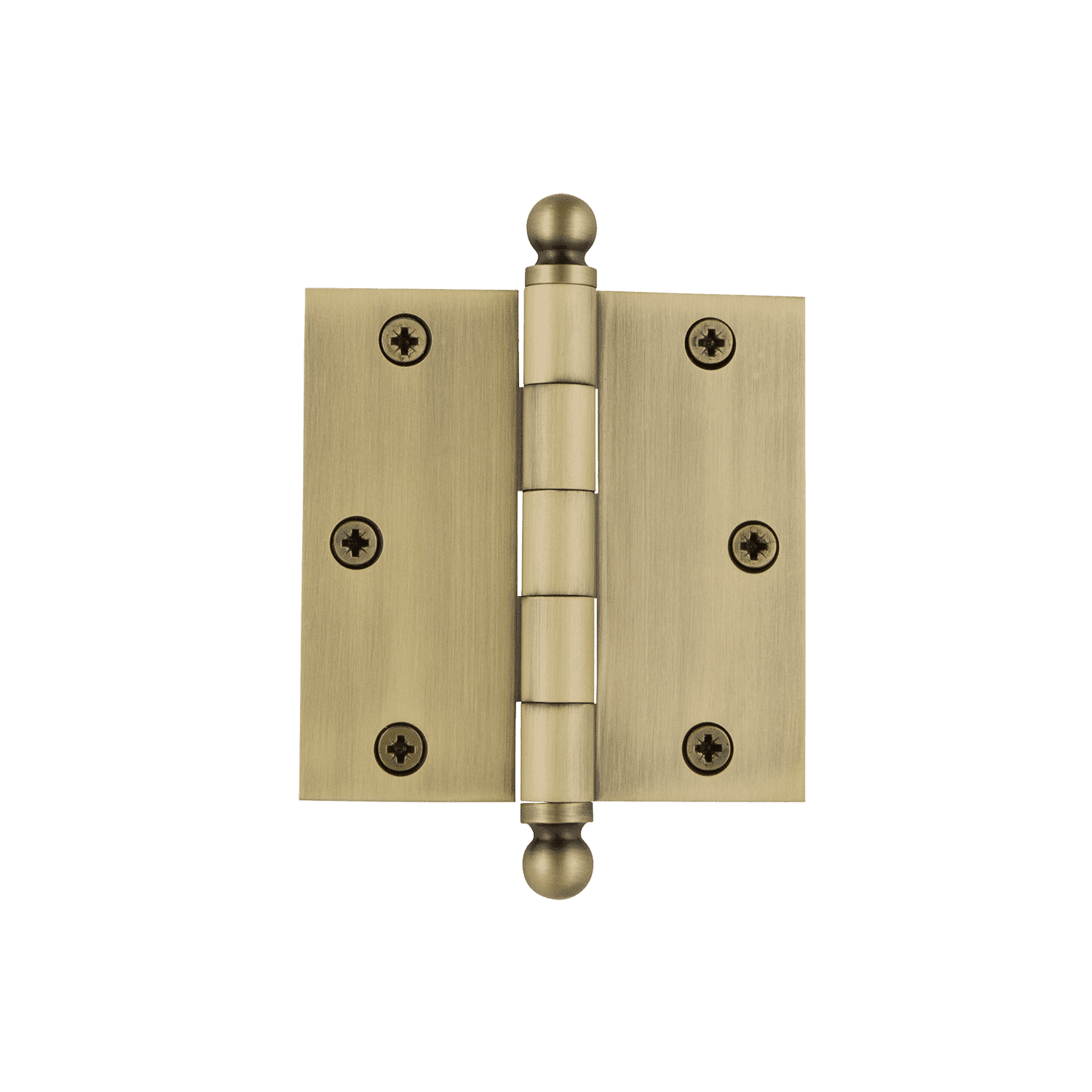 3.5 Inch Ball Tip Residential Hinge with Square Corners in Antique Brass - Perfect for Cabinet Doors, Furniture, and DIY Home Projects