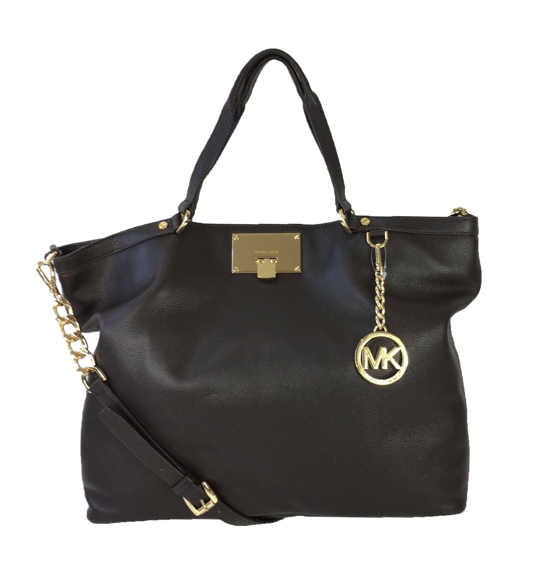 Michael Kors Channing Large Leather Shoulder Tote Bag for Women - Dark Chocolate Brown, Spacious Work Tote with Zip Top, Perfect for Office, Travel & Everyday Use