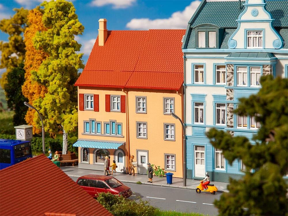 Faller HO Scale 1:87 Small Town 2 Relief Houses Model Building Kit - New 2021 | Perfect for Train Layouts, Dioramas & Collectors