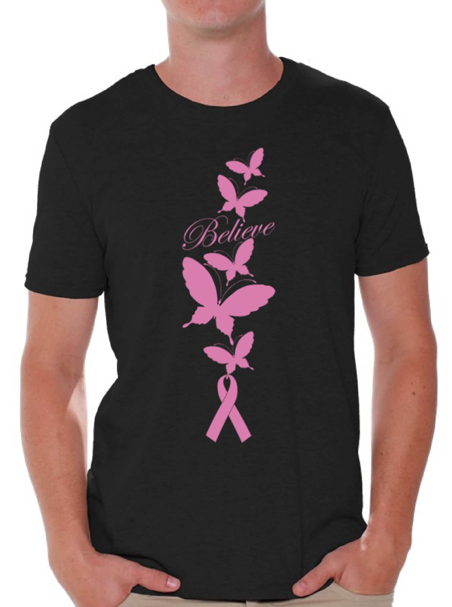 Believe in Pink Ribbon Breast Cancer Awareness T-Shirt - Support Survivors & Research - Soft Cotton Tee for Women - Perfect for Fundraisers, Walks & Everyday Wear