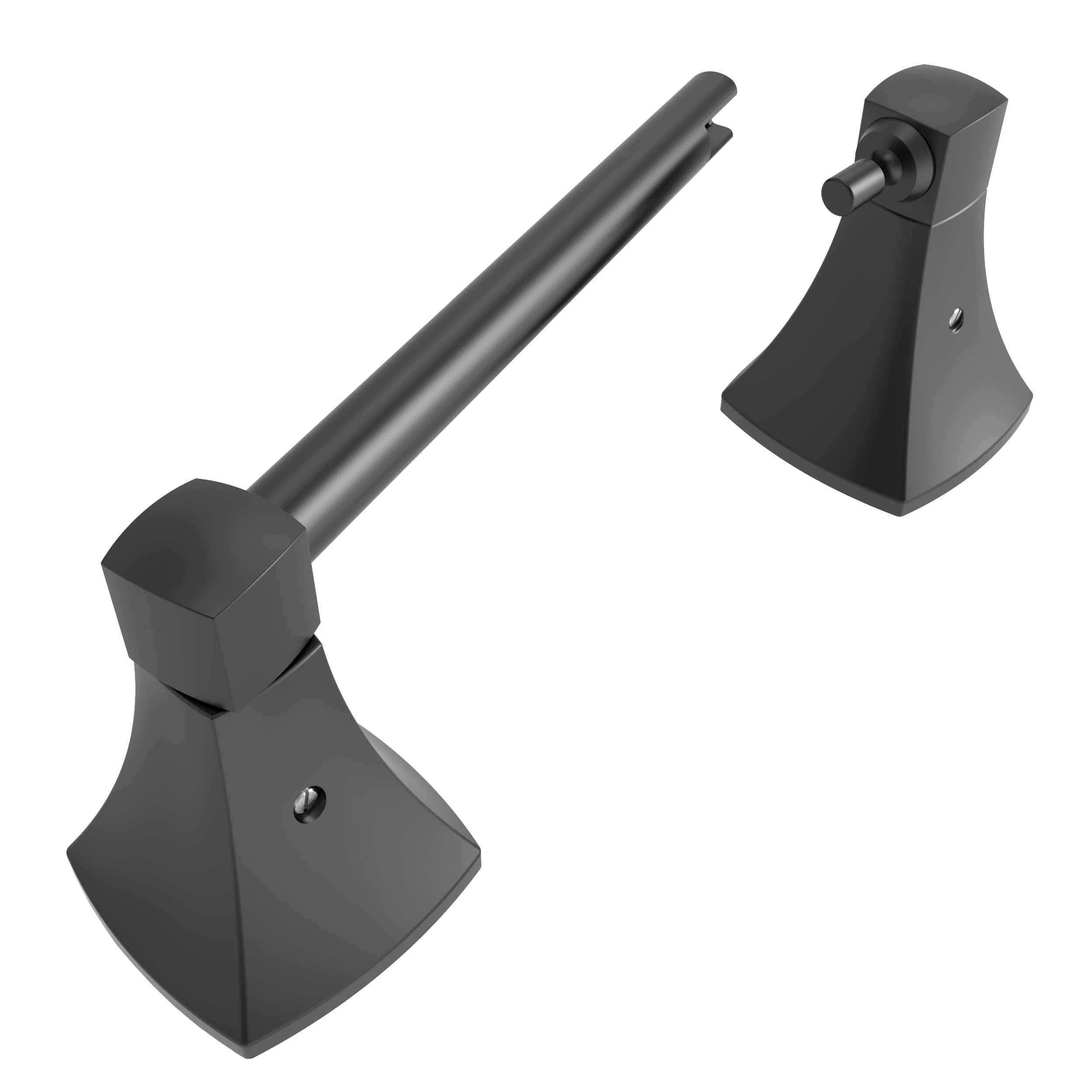 Matte Black Toilet Paper Holder - Double Post Pivoting Bathroom Tissue Roll Holder - Stainless Steel & Zinc Alloy Wall Mount - Perfect for Modern Bathrooms & Powder Rooms