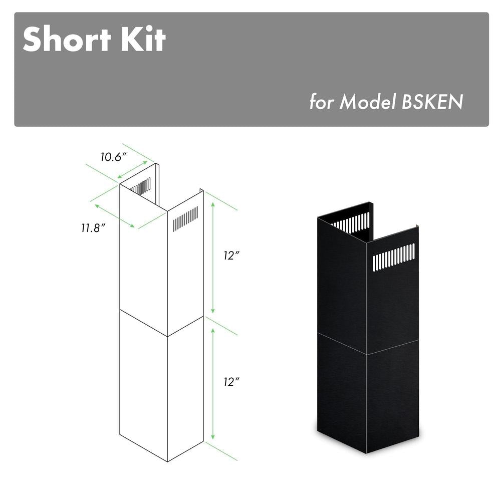 ZLINE 2-Piece 12-Inch Short Chimney Kit for 7-8 ft Ceilings - Compatible with Range Hoods - Perfect for Kitchen Remodel & Compact Spaces (SK BSKEN)