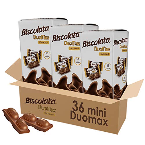 Biscolata Duomax Wafer Snack Cookies - Crispy & Creamy Milk Chocolate Mini Candy Bars (12 Count, 3-Pack) | Individually Wrapped Chocolate Candy Gifts for Parties, Office Snacks & Holiday Treats