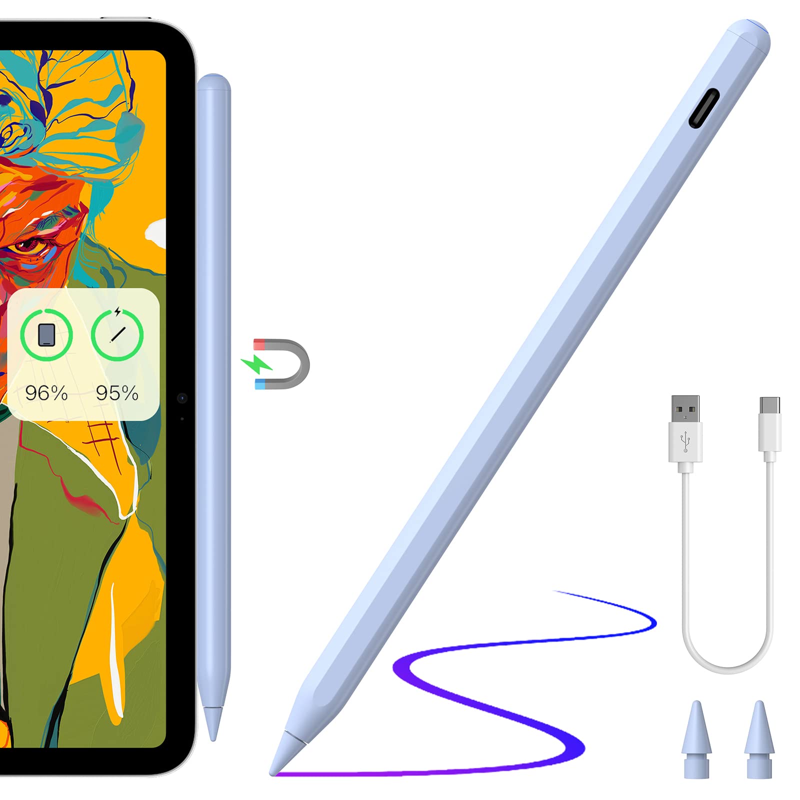 Zspeed 2nd Gen Stylus Pen for iPad - Magnetic Wireless Charging Apple Pencil Compatible with iPad Pro 11