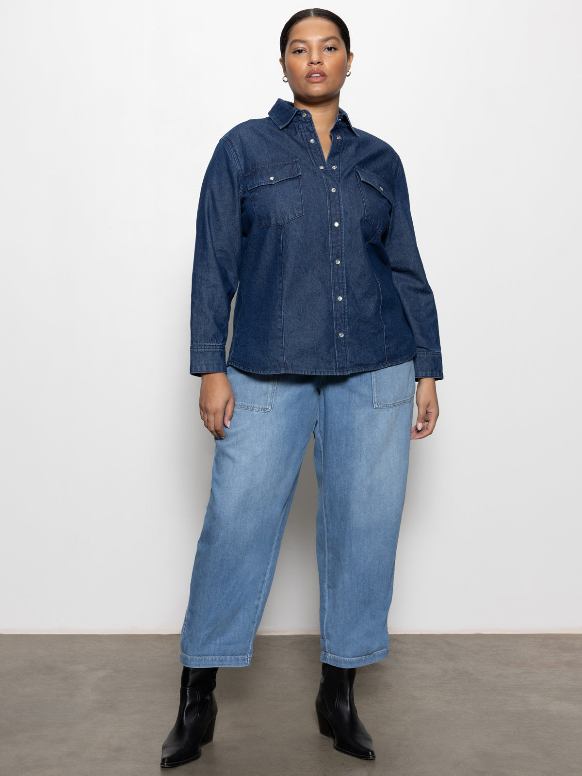 Men's Blue Slate Denim Western Shirt - Classic Cowboy Style Button Up for Casual Wear | Ranch, Rodeo & Outdoor Activities