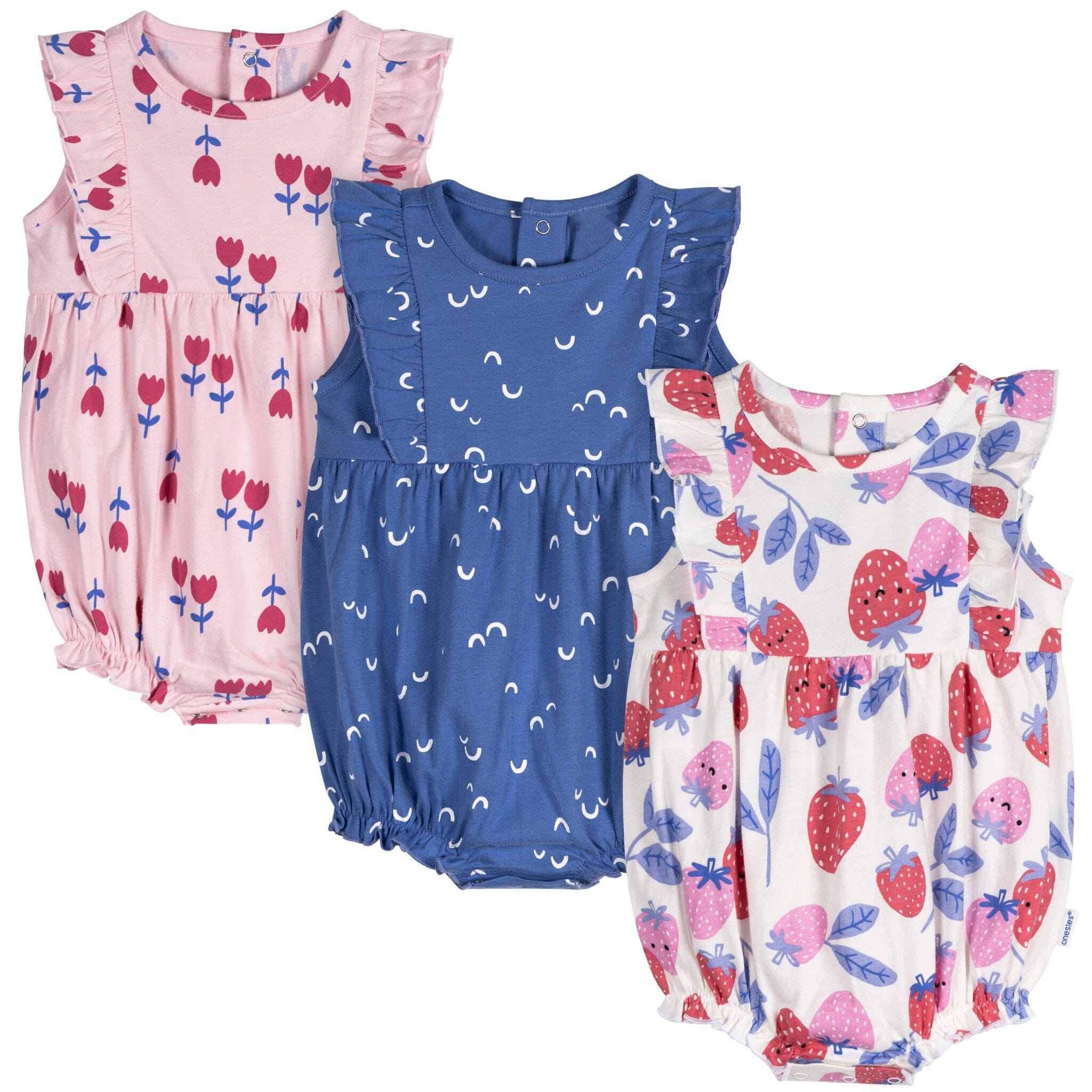 3 Pack Baby Girls Strawberry Print Rompers - Soft & Comfortable Outfits for Infants & Toddlers - Perfect for Playtime, Photos & Special Occasions