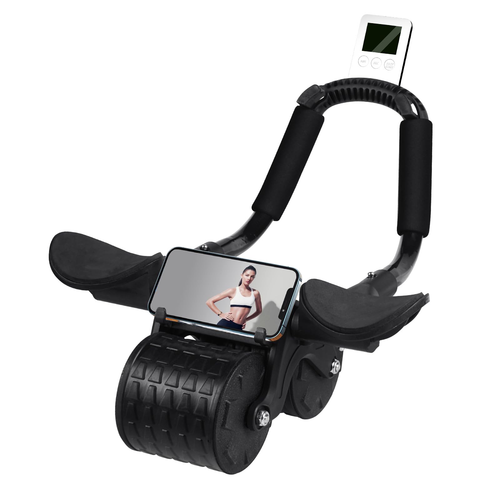 Ab Roller Wheel with Timer & Auto Rebound - Elbow Support Abdominal Exercise Equipment for Core Strength Training | Perfect for Home Gym & Fitness Enthusiasts