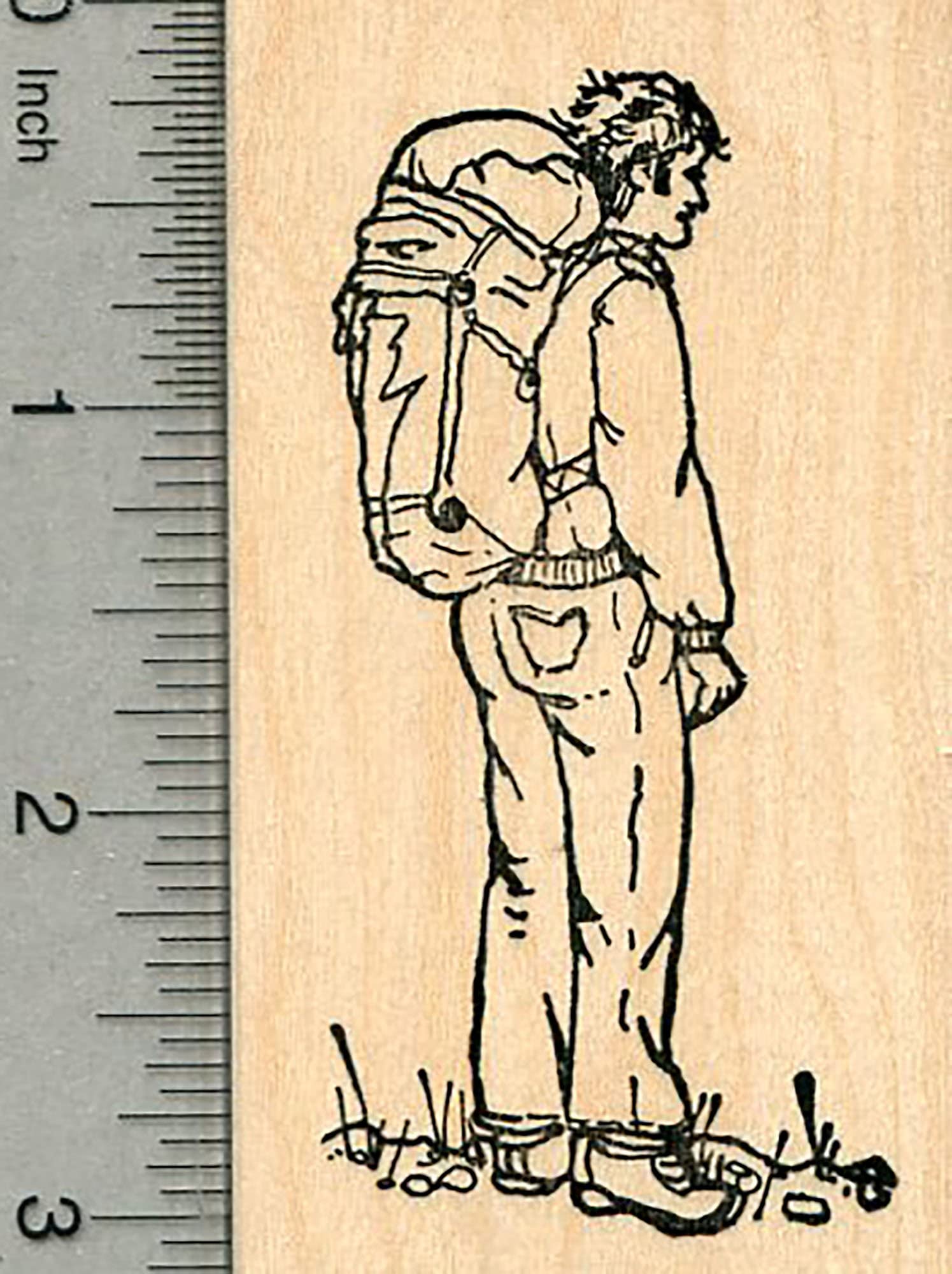 Backpacking Man Rubber Stamp - Summer Camping Series - Perfect for Scrapbooking, DIY Crafts & Outdoor Adventure Journals