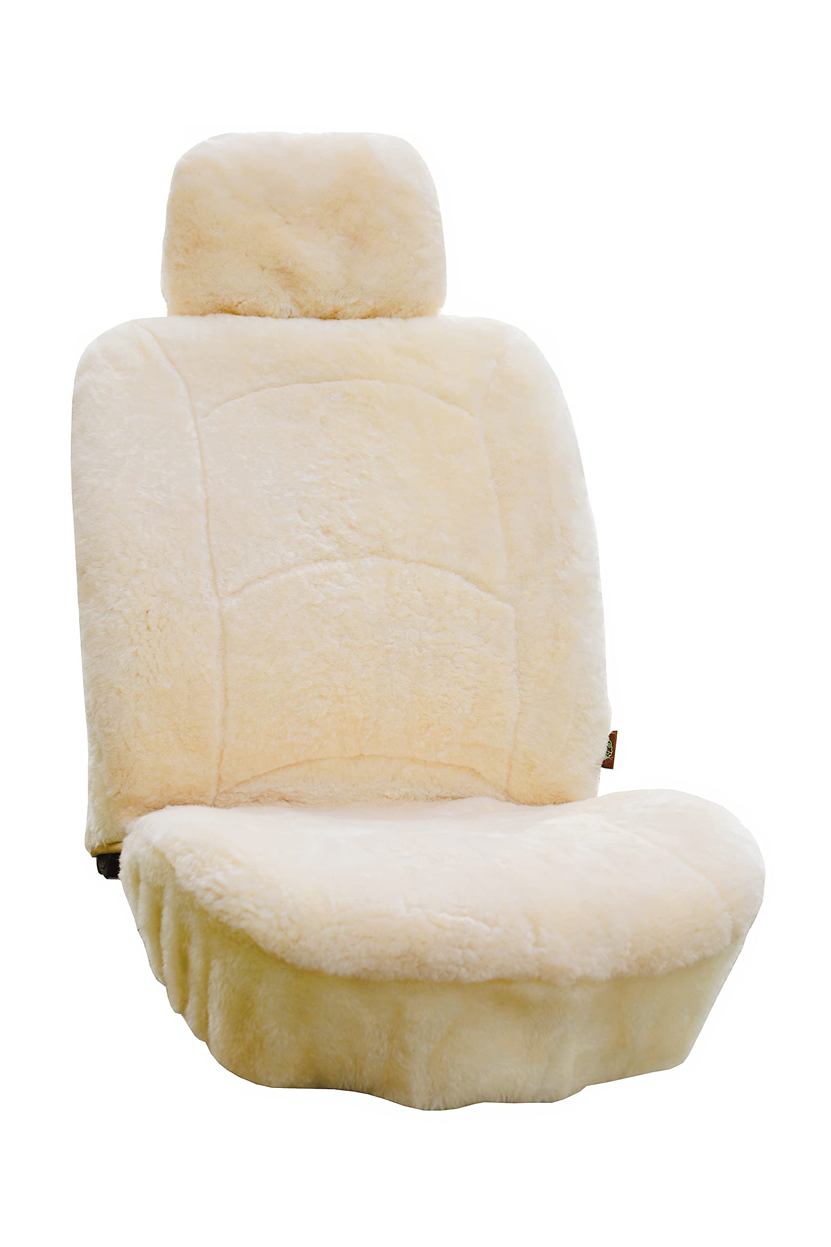 Genuine Sheepskin Car Seat Covers - Premium Lambskin Winter Seat Covers with Fuzzy Shearling & Curved Design (Beige) | Soft & Warm Front Seat Protectors for Cars, Trucks & SUVs - Perfect for Cold Weather Commuting & Road Trips