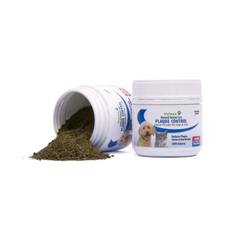 Vetnex Plaque Control Dental Powder for Dogs & Cats - Salmon Flavor 100g | Oral Care Solution for Fresh Breath & Healthy Teeth | Perfect for Daily Dental Hygiene & Tartar Prevention