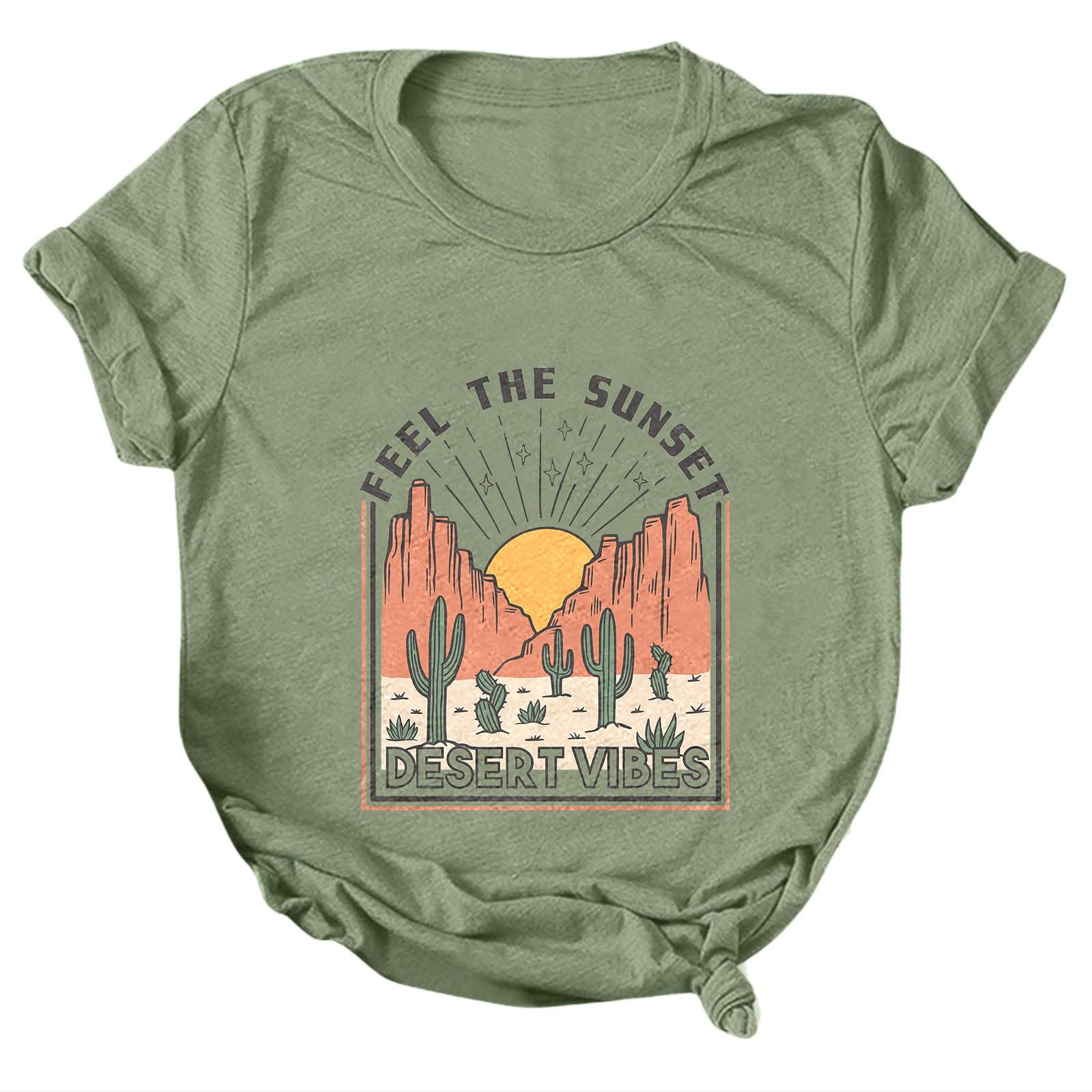 Funny Cactus T-Shirts for Women - Desert Hiking & Sunset Style