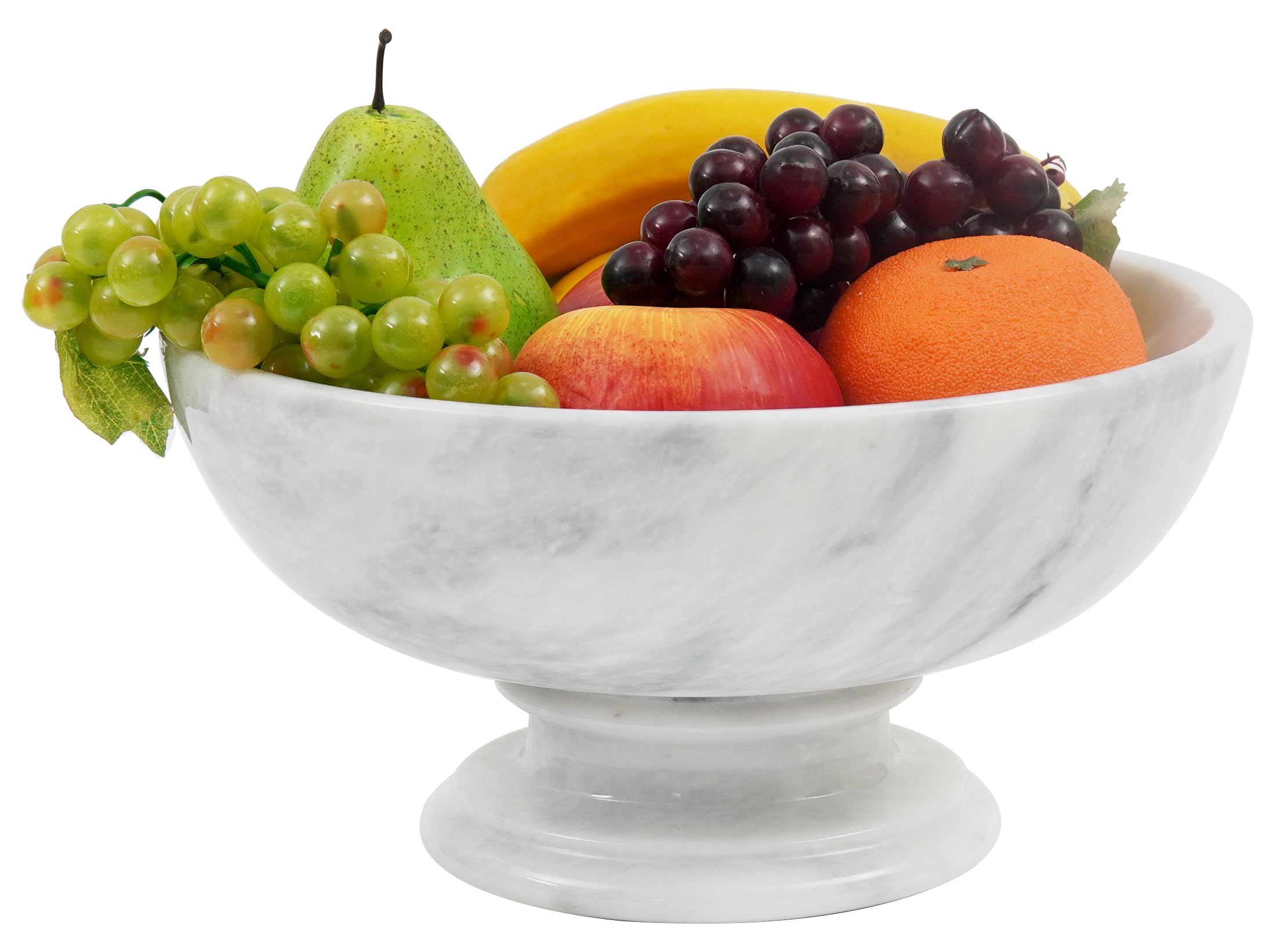 Handmade White Marble Fruit Bowl 10 Inch - Modern Kitchen Serving Bowl for Fruits, Bananas & Kitchen Organization - Perfect for Countertop Display & Entertaining