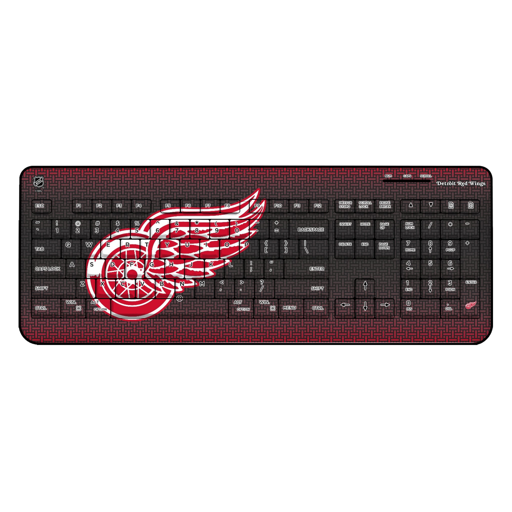 Detroit Red Wings Themed Wireless USB Keyboard - Ergonomic Design for Gaming & Office Use - Perfect for NHL Fans & PC Enthusiasts