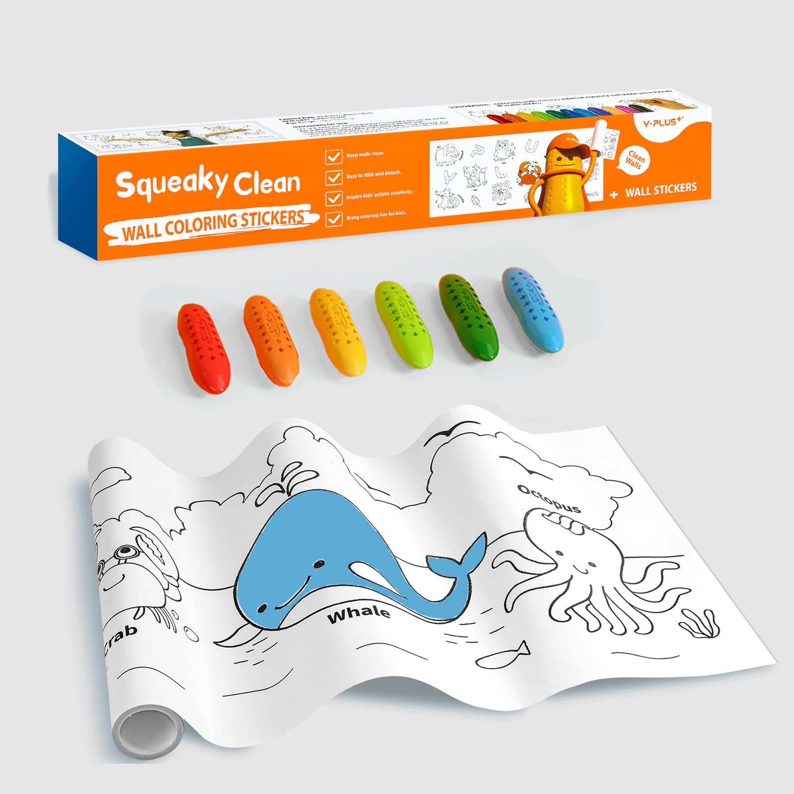 36 Colors Non-Toxic Peanut Crayons & Coloring Roll Paper Art Set for Toddlers - Safe Kids Drawing Supplies for Classroom, Home & Travel Activities