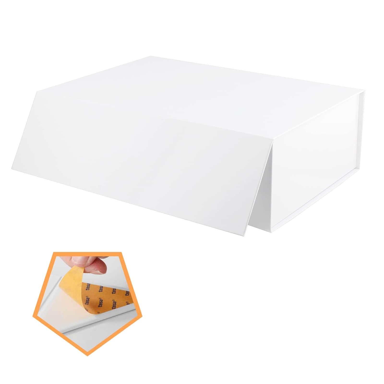 Premium 13.5x9x4.1 Inch White Gift Box with Magnetic Closure - Elegant Bridesmaid Proposal Box, Wedding Party Favor Packaging, Luxury Present Wrapping for Special Occasions (Glossy Finish) - Perfect for Birthday Gifts, Anniversary Surprises & Corporate Events