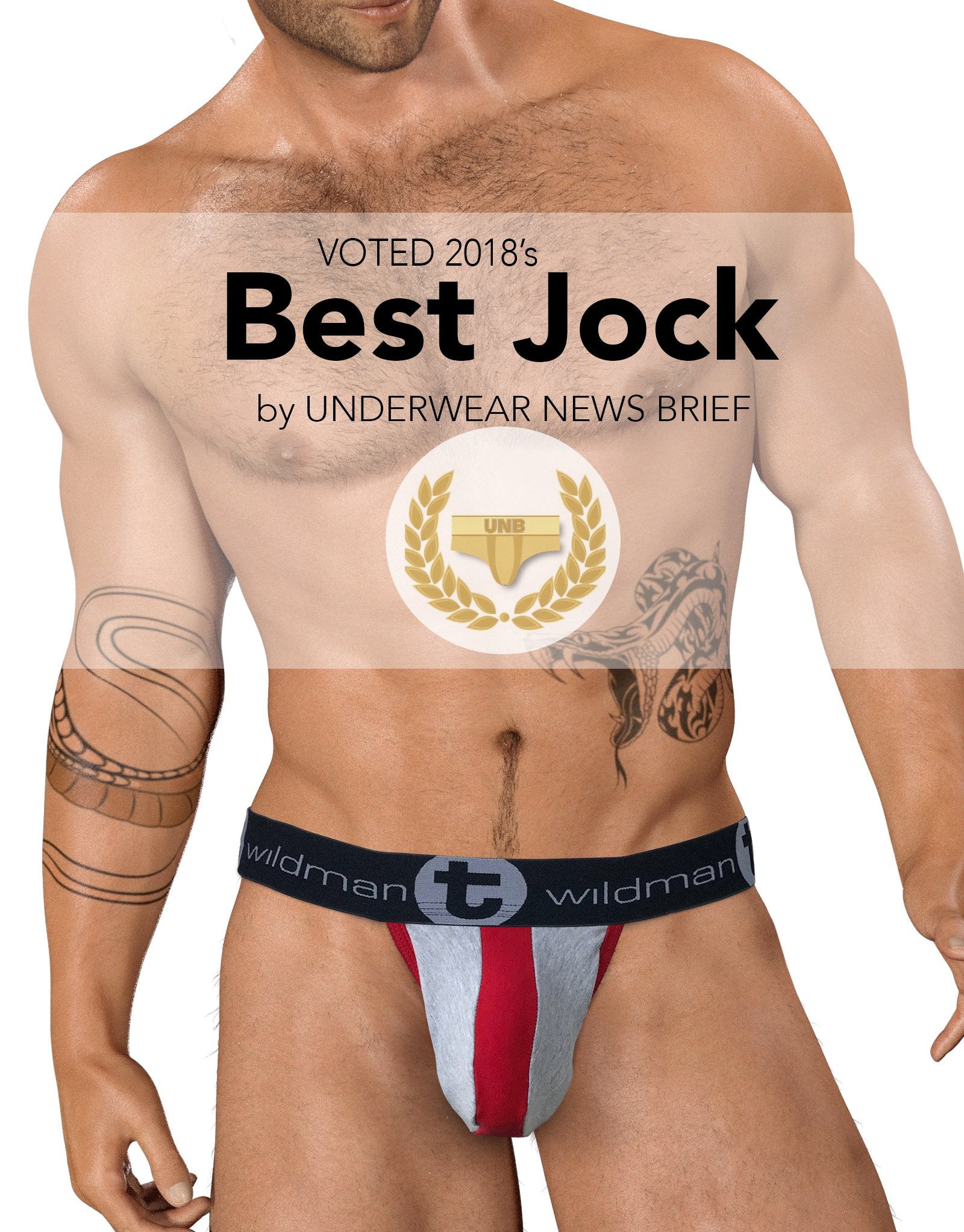 WildmanT Stretch Cotton Strapless Jockstrap for Men - Big Boy Pouch Support in Gray/Red - Comfortable Athletic Underwear for Workout, Sports & Everyday Wear