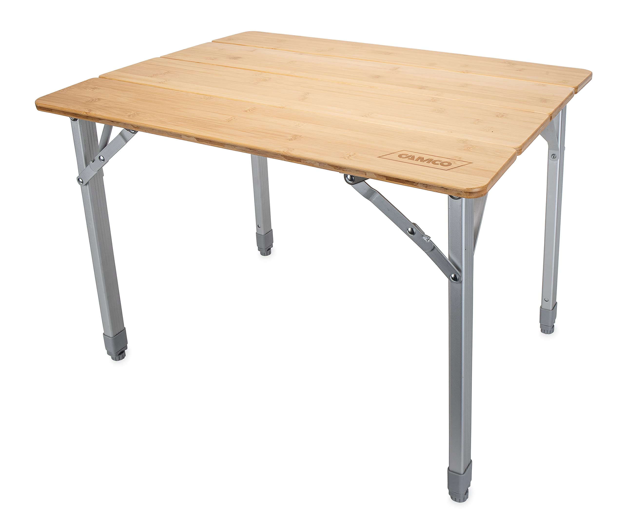 Camco Folding Bamboo Table with Aluminum Legs - Natural Bamboo Top | Lightweight Portable Outdoor Dining Table for Camping, Picnics & Patio Use (Model 51895)