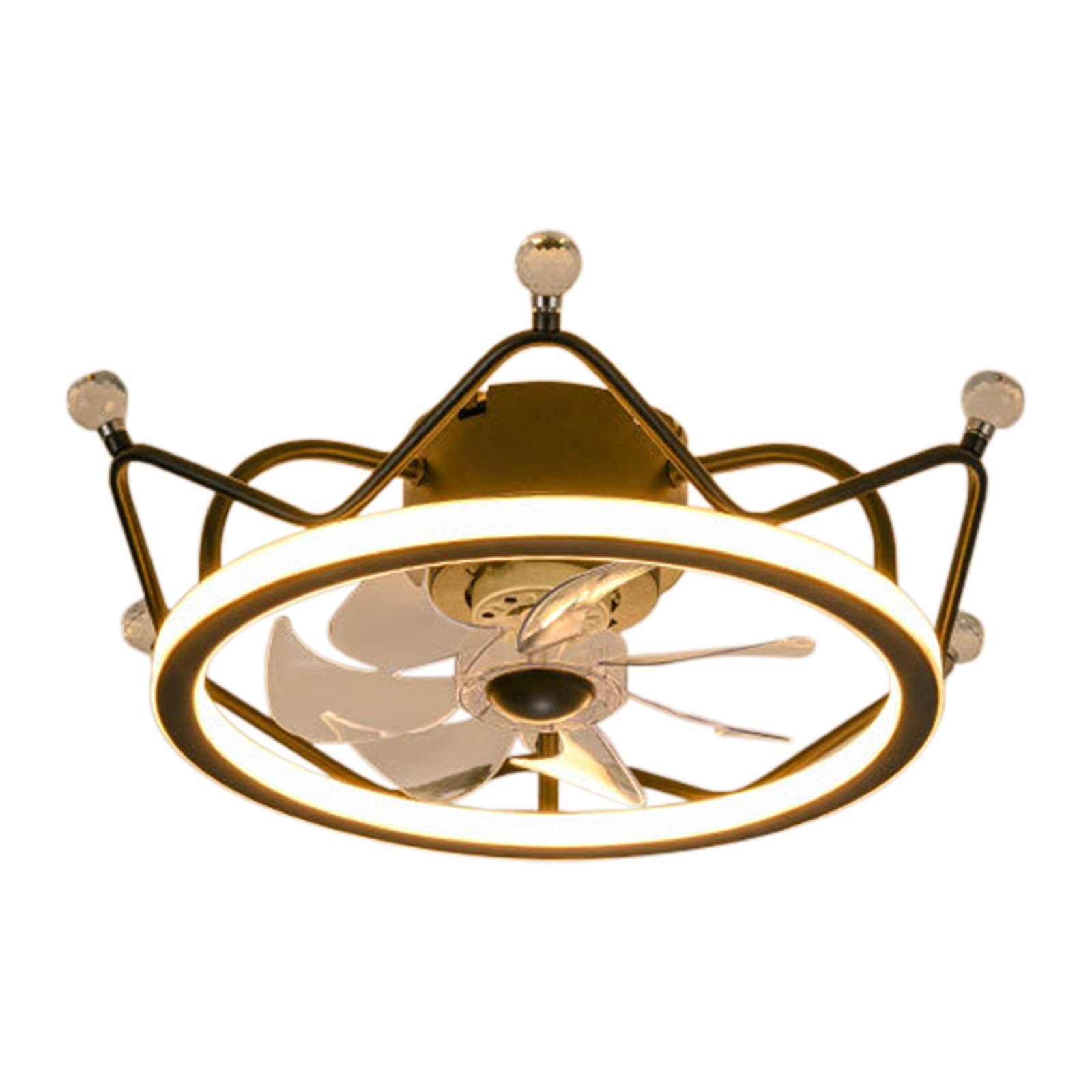 **Modern Ceiling Fan with LED Light & Remote Control - Fully Dimmable Crystal Crown Pendant Light for Bedroom, Kitchen, Living Room - Black**    **Usage Scenarios:** Perfect for bedrooms, kitchens, living rooms, nurseries, and kids' rooms, offering stylish lighting and cooling comfort.