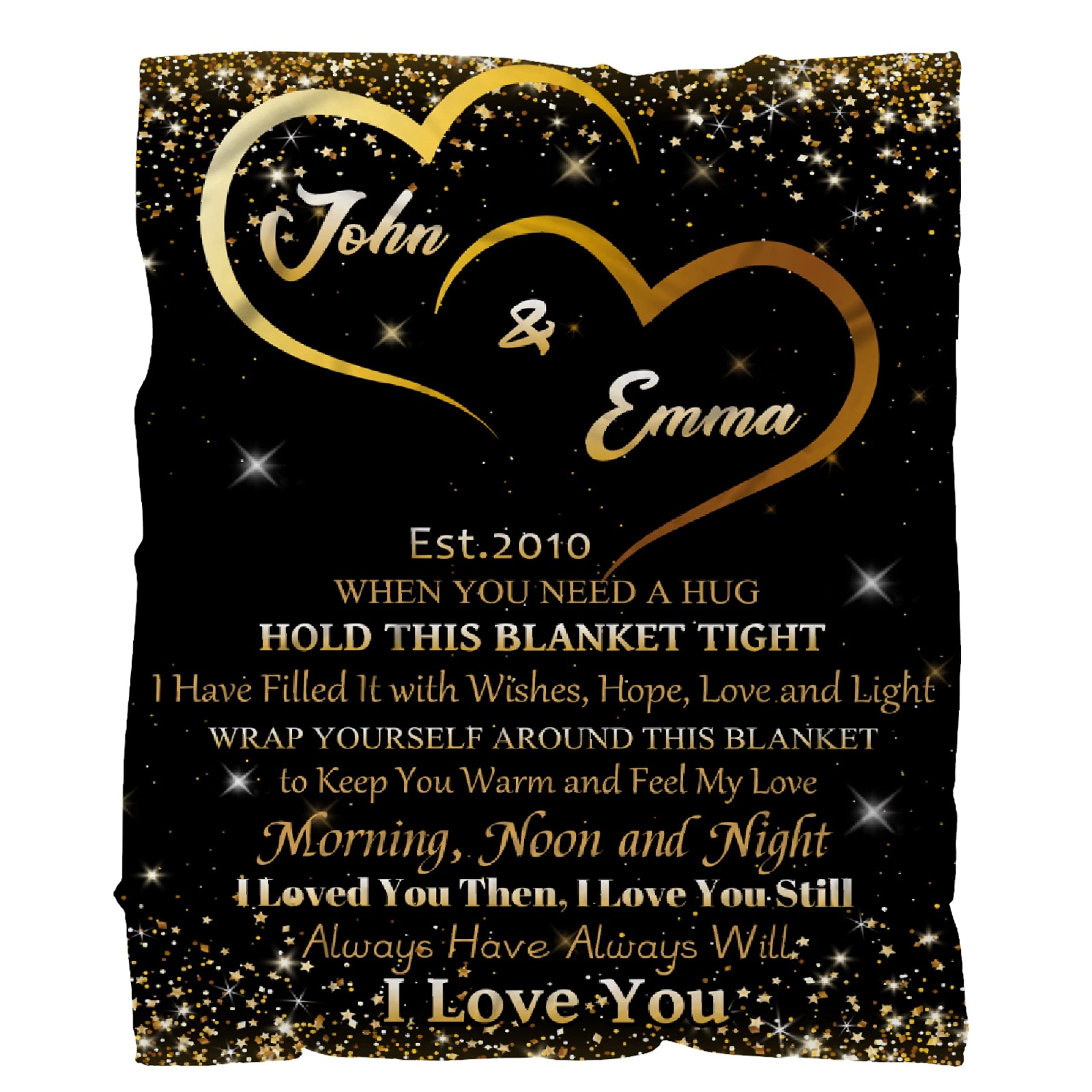 Personalized Anniversary Throw Blanket - Custom Name Fleece Blanket for Boys & Girls - 120x90 Inch Extra Large Flannel Blanket - Perfect for Bed, Couch & Chair - Thoughtful Gift for Couples, Family & Friends