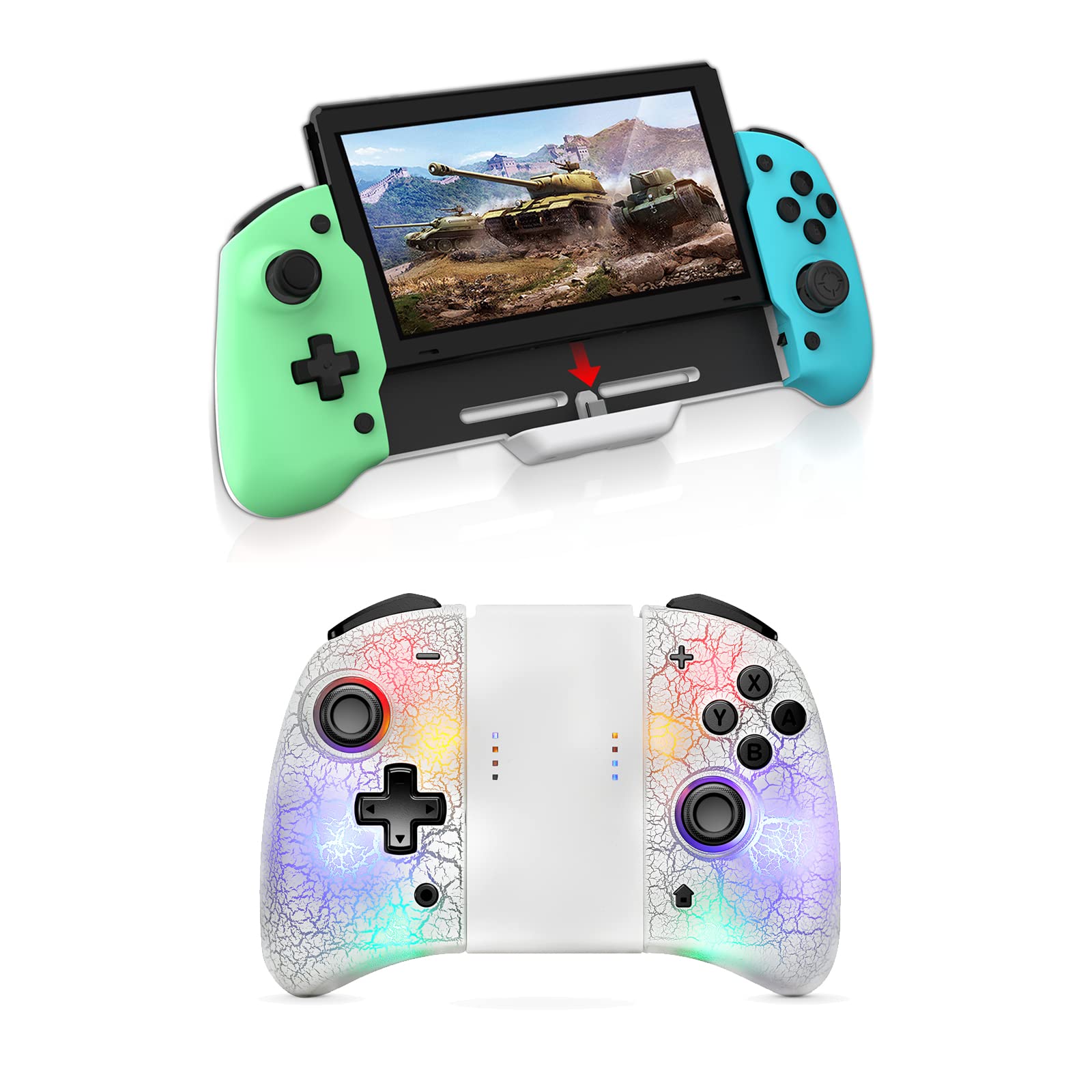 NexiGo Wireless Joy Con Controller for Nintendo Switch/OLED - 2 Pack with 6-Axis Gyro, Turbo, Button Mapping & LED Lights | Ergonomic Design for Comfortable Gaming | Perfect for Multiplayer, Party Games & Long Gaming Sessions