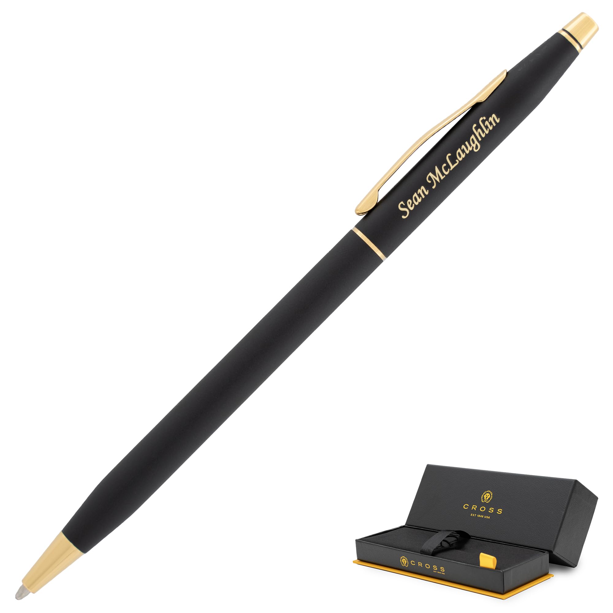 Engraved Cross Classic Century Ballpoint Pen - Black with Gold Trim | Premium Gift Box Included | Perfect for Graduation, Birthday & Holiday Gifts | Elegant Writing Instrument for Professionals & Students