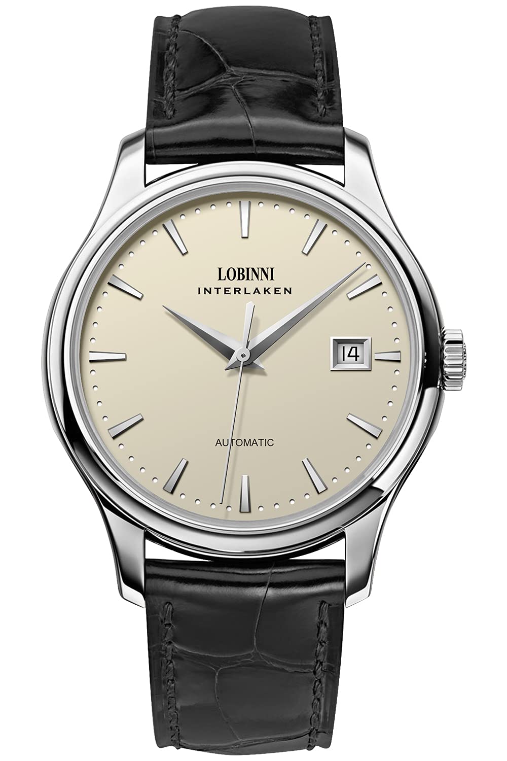 LOBINNI Men's Automatic Mechanical Watch - Stainless Steel Case, Date Display, Analog Dial, Casual Fashion Wristwatch for Men | Perfect for Business, Office, and Everyday Wear