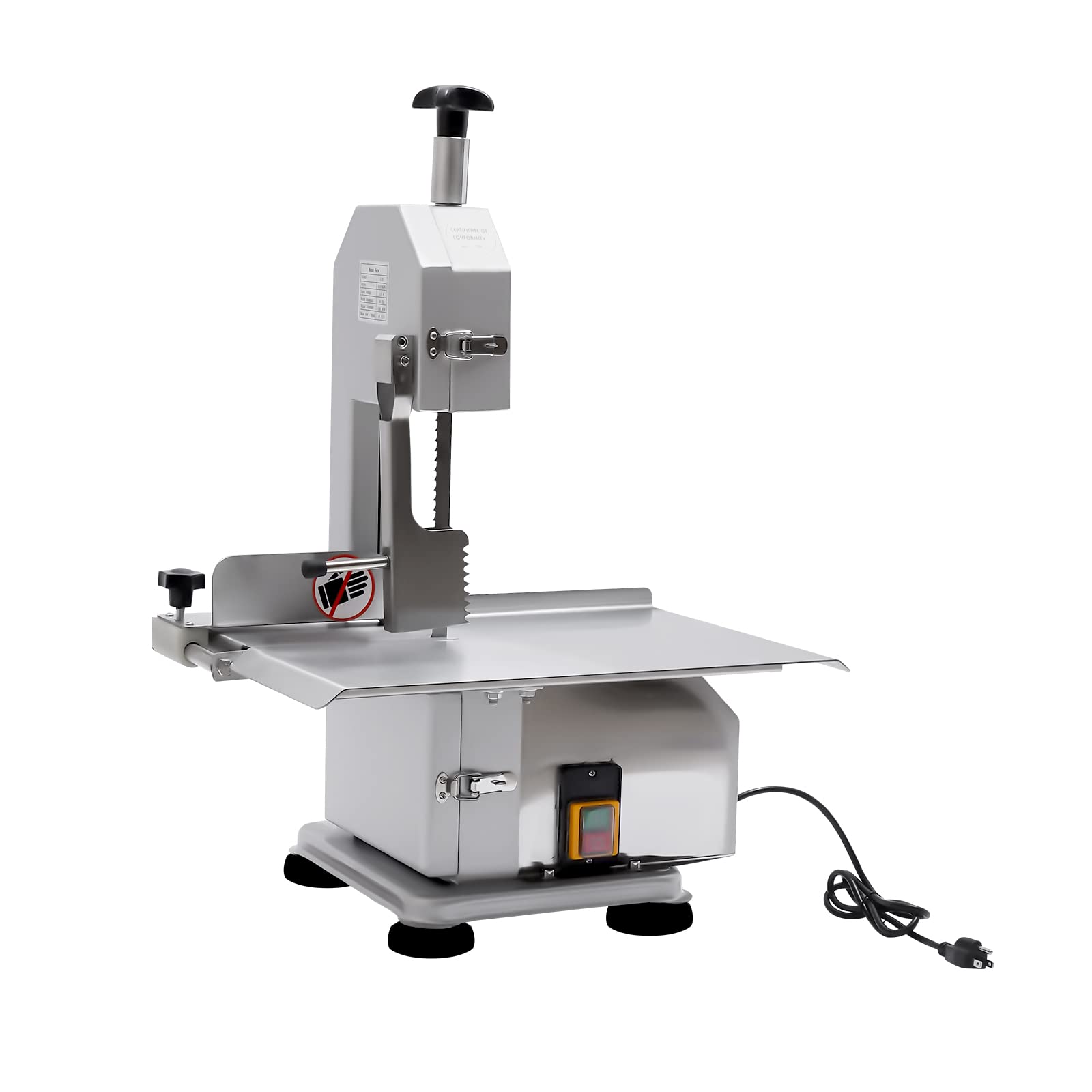 650W Commercial Electric Meat Bandsaw - Stainless Steel Countertop Bone Saw Machine for Frozen Meat Cutting | Adjustable Thickness for Ribs, Pork & Beef | Perfect for Butcher Shops, Restaurants & Home Kitchens