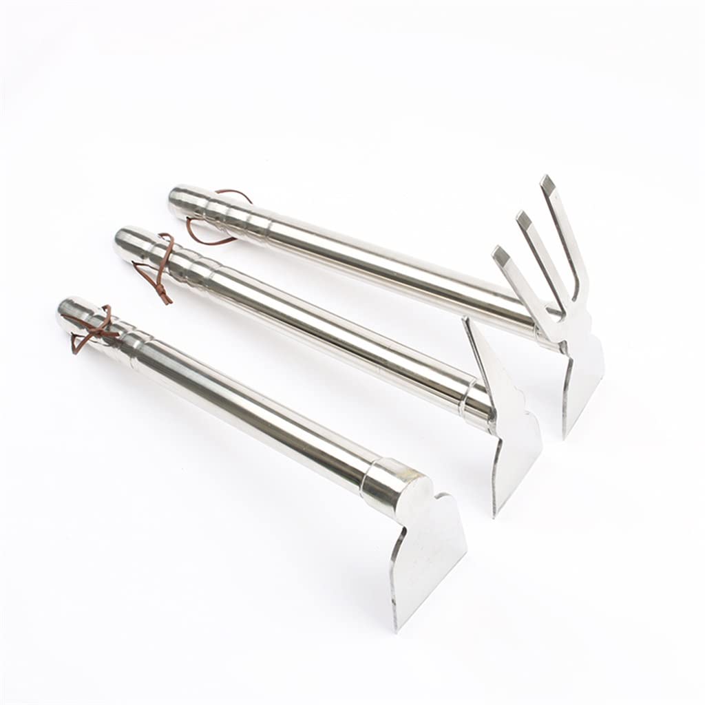 Premium Stainless Steel Gardening Tools Set - Short Handle Farm Hoe, Digger, Rake Shovel & Pickaxe for Weeding, Planting & Soil Cultivation - Ideal for Home Gardens, Farms & Outdoor Landscaping