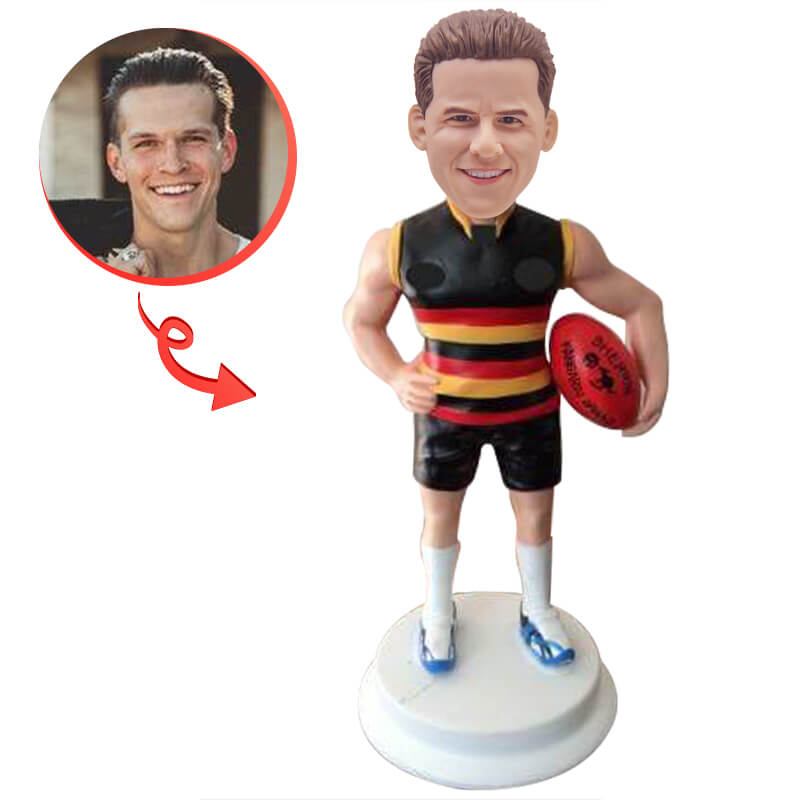 Custom AFL Footy Player Figurine Bobblehead - Personalized Australian Football League Player Statue - Perfect for Sports Fans, Office Decor & Gift Giving