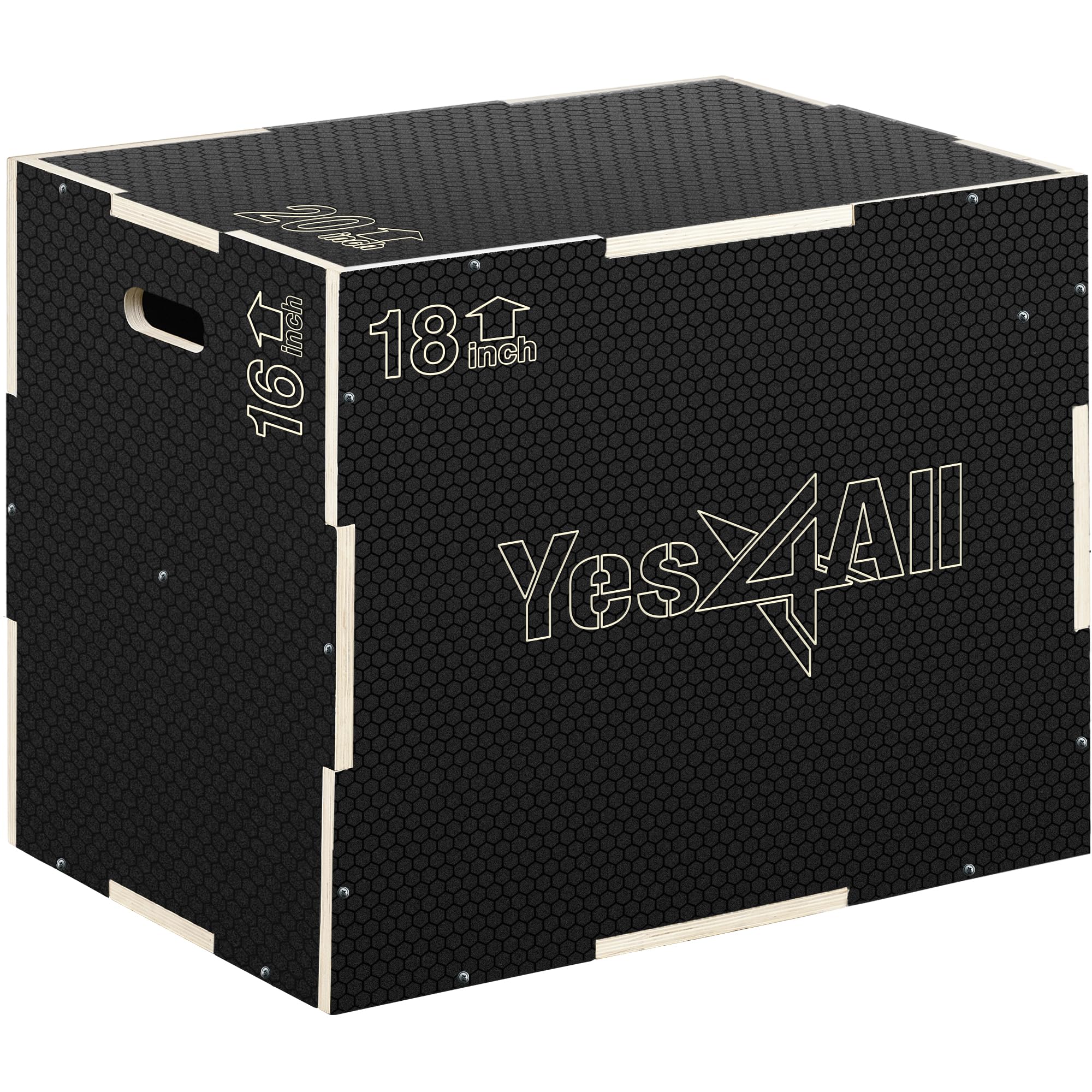 Yes4All 3-in-1 Non-Slip Wooden Plyo Box - Adjustable Workout Step Up Box for Plyometrics, Jump Training, Squats & Dips | Perfect for Home Gym, CrossFit & HIIT Workouts