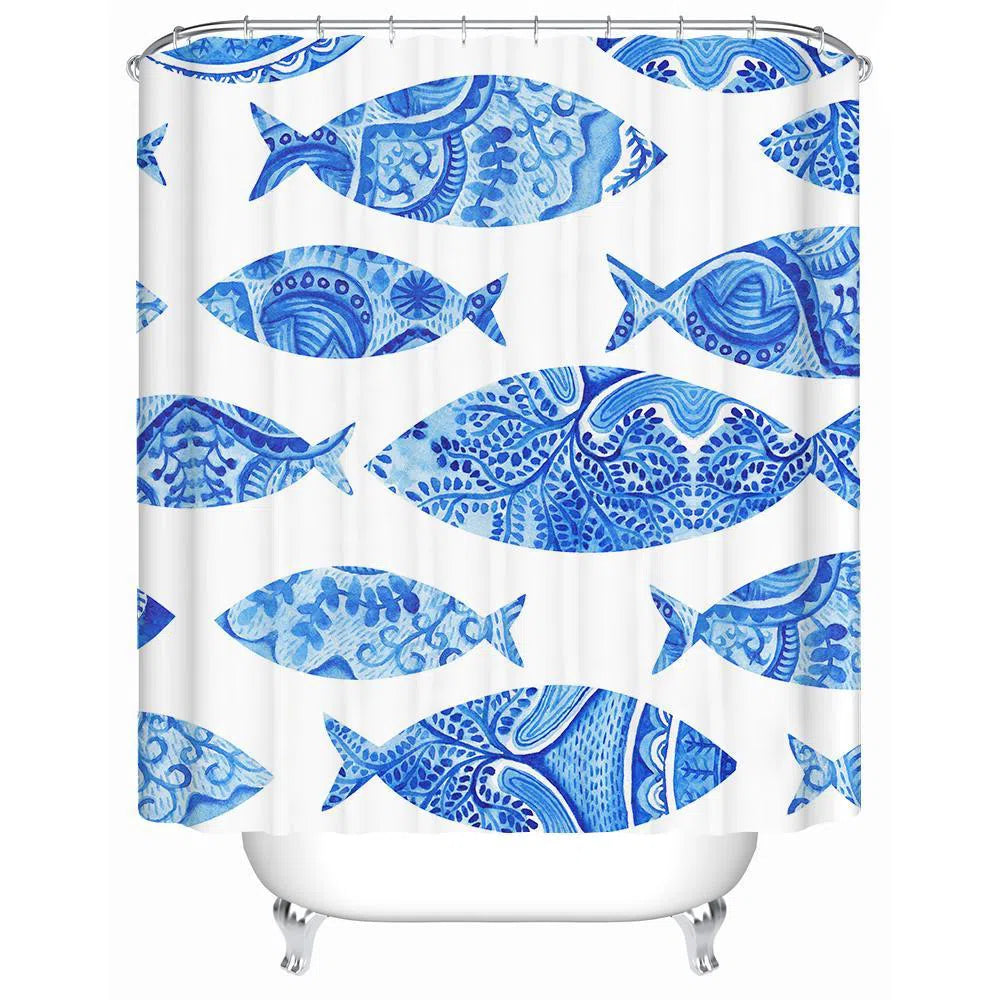 Hamoa Waterproof Shower Curtain with Hooks - Elegant Bathroom Decor for Home & Hotel Use