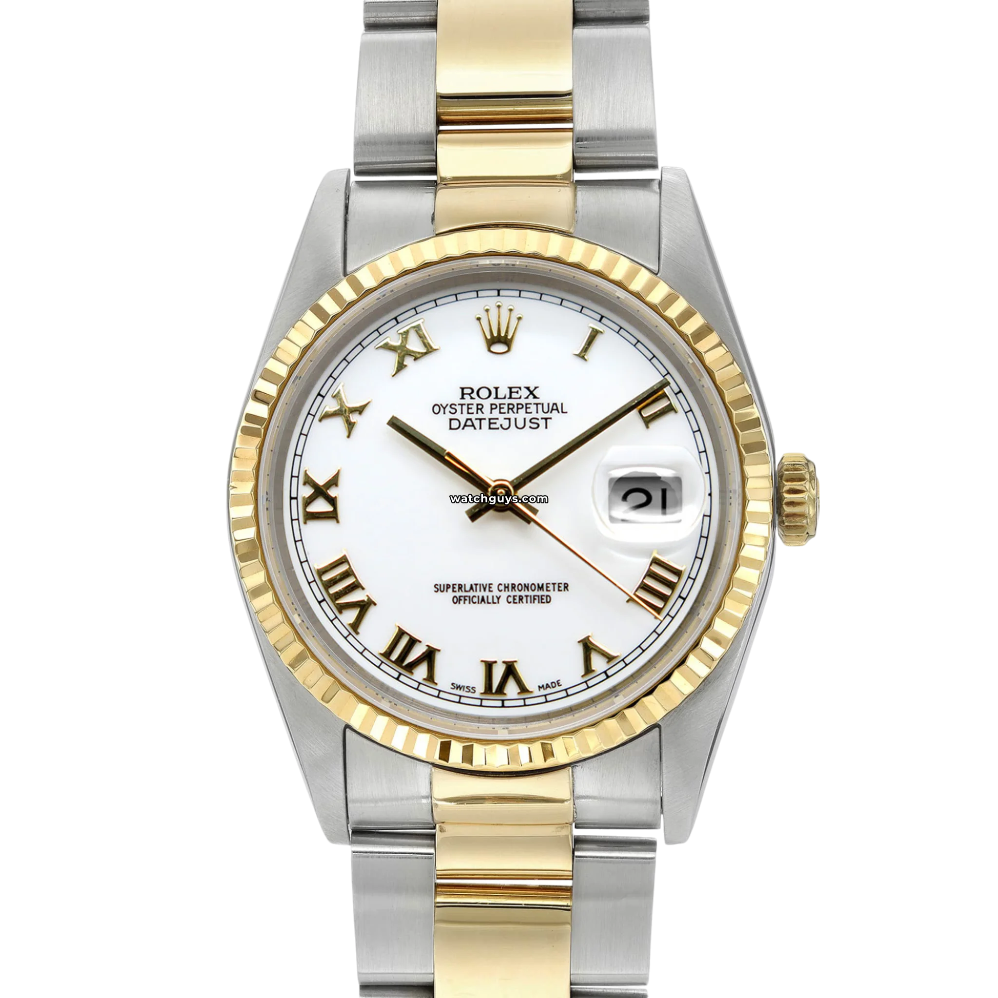 Rolex Datejust 16233 Men's Watch - 36mm Stainless Steel & Gold, White Dial with Roman Numerals, Oyster Bracelet - Perfect for Business, Formal Events & Luxury Gift Giving