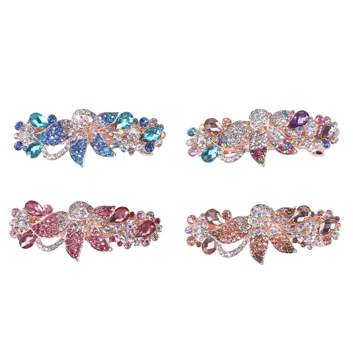 LALAFINA 4-Piece Women's Crystal Hair Clips - Elegant Spring Hair Barrettes for Wedding, Bridal, and Party Hair Accessories | Perfect for Brides, Prom, and Special Occasions