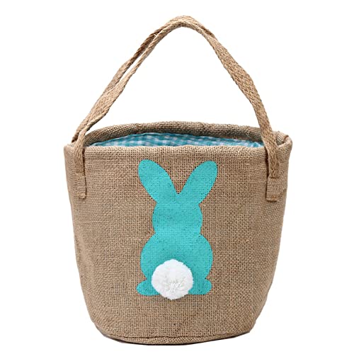 Easter Basket for Kids - Seersucker Bunny Baskets with Rabbit Ears for Egg Hunt, Candy Storage & Party Gifts | Personalized Easter Decorations for Home & Classroom Celebrations