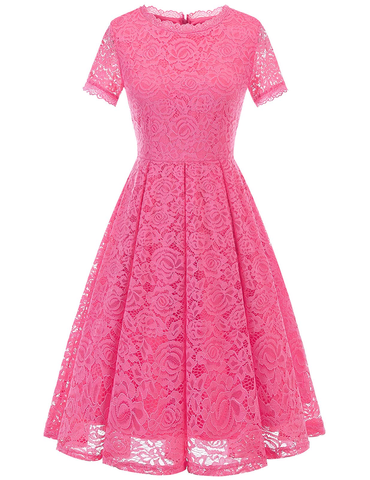 DRESSTELLS Women's Short Sleeve Lace Cocktail Dress - Elegant Formal Bridesmaid & Wedding Guest Dress for Parties, Dinners & Special Occasions