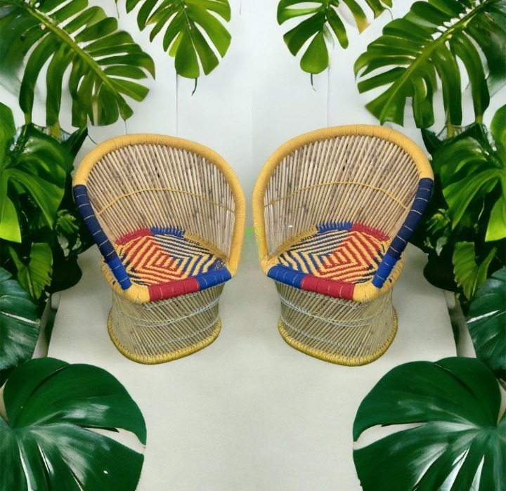 Handmade Bamboo Mudda Chairs - Natural Eco-Friendly Rattan Seating for Balcony, Patio, Garden, Indoor & Outdoor Use - Perfect for Relaxing, Lounging & Entertaining (BMC001)