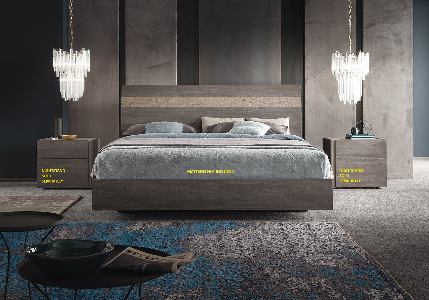 ALF NIZZA Modern Bedroom Furniture Set - Queen Size Bed Frame, Nightstand & Dresser - Stylish Home Decor for Bedrooms, Guest Rooms & Apartments