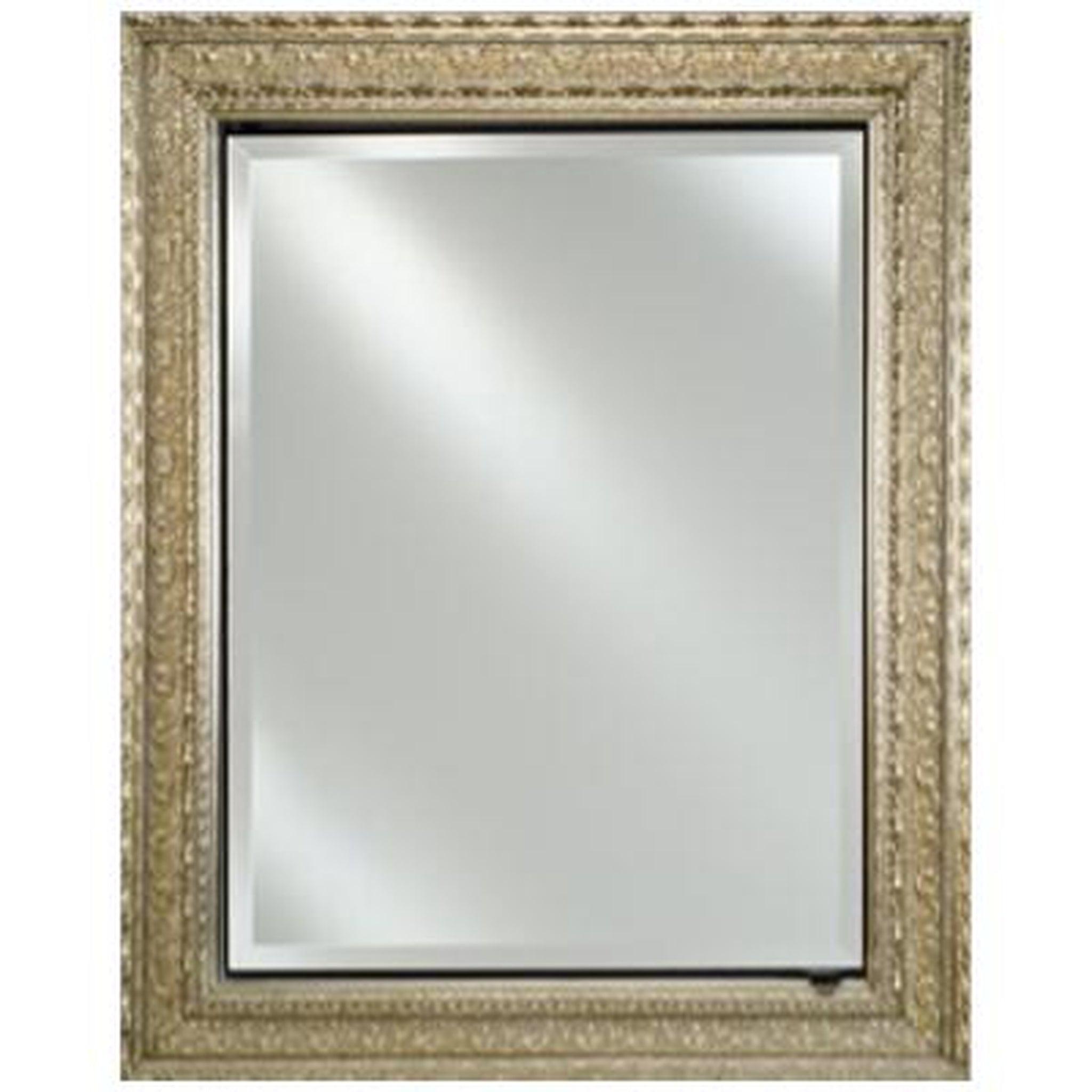 Afina Signature 17x26 Inch Polished Glimmer Scallop Recessed Reversible Hinged Single Door Medicine Cabinet with Beveled Edge Mirror - Perfect for Bathroom Vanity, Small Spaces & Modern Home Decor