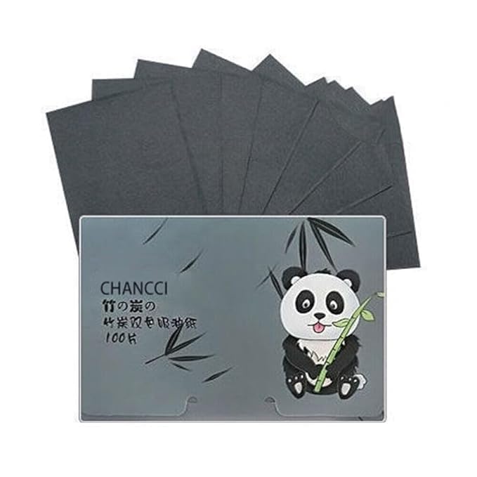 KICHKER 100 Pcs Oil Absorbing Sheets for Face - Premium Oil Control Blotting Papers for Oily Skin, Makeup Blotting Tissues for Women & Men (Black) | Perfect for On-the-Go Shine Control, Gym, Travel & Daily Skincare Routine