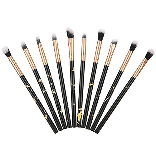 10 Pcs Marble Cosmetic Makeup Brushes Set - Professional Eye Shadow & Blending Brushes Kit with Travel Case - Perfect for Makeup Artists & Beginners (Home, Travel, Salon Use)