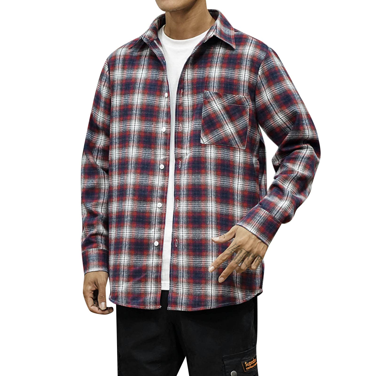 Men's Long Sleeve Flannel Plaid Shirt - Casual Button Down Shirt for Men | Perfect for Outdoor Activities, Camping & Fall Fashion