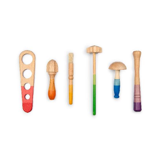 Grapat Rainbow Wooden Toy Tools Set - Montessori Learning Toys for Kids - Perfect for Pretend Play, Fine Motor Skills & Early Childhood Development