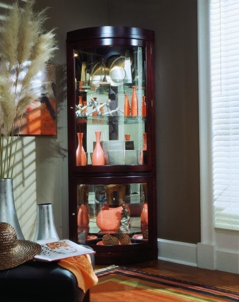 Large Corner Curio Cabinet - Elegant Glass Display Case for Collectibles, China & Antiques - Perfect for Living Room, Dining Room or Office Décor