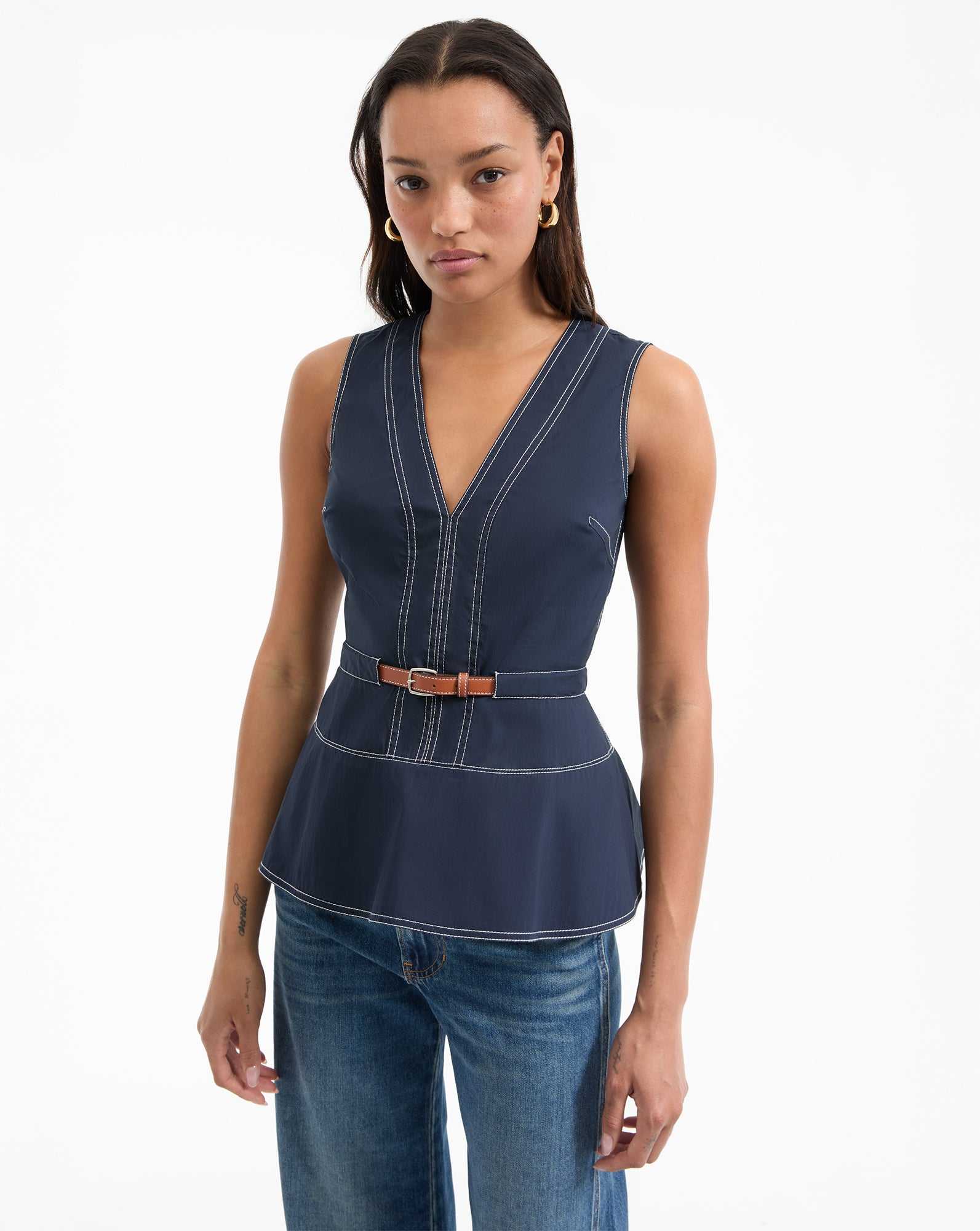 Nickleby Belted Peplum Top for Women - Stylish Tunic Blouse with Waist Tie Detail | Perfect for Office, Date Night & Casual Outfits
