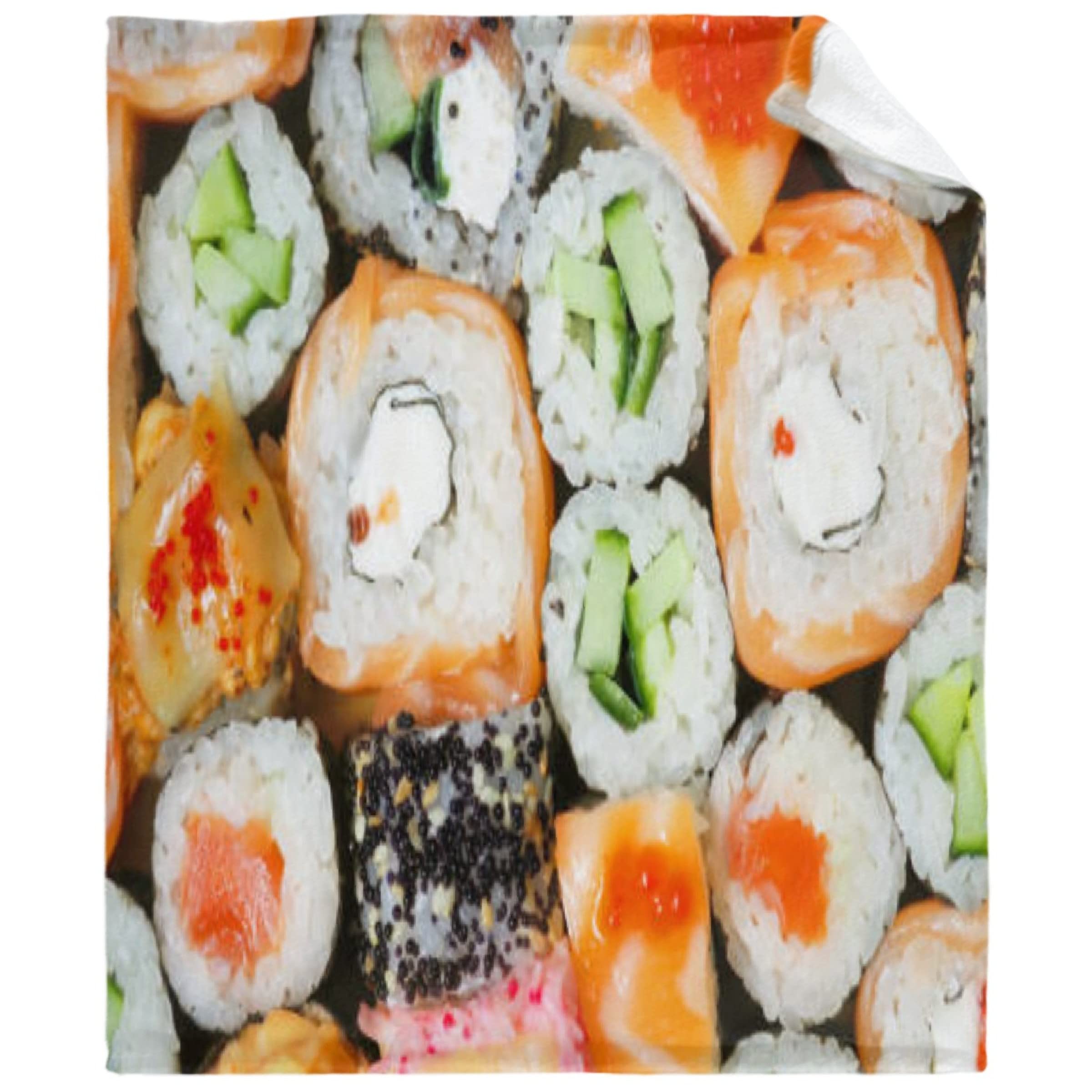 Soft Cozy Warm Fleece Sushi Throw Blanket - Oversized 120x90 Inch for Sofa, Bed & Couch - Perfect Christmas & Birthday Gift for Women, Kids & Sushi Lovers - Ideal for Family Movie Nights, Winter Snuggling & Anime-Themed Decor