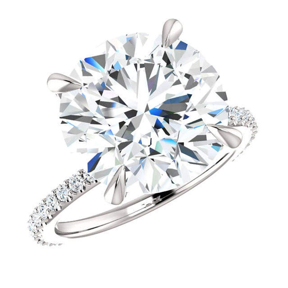5 Carat Round Moissanite Engagement Ring - Vintage Solitaire Wedding Band with 4-Prong Setting in Sterling Silver - Anniversary, Promise Ring Gift for Her by Neerja Jewels - Perfect for Proposals, Weddings & Special Occasions